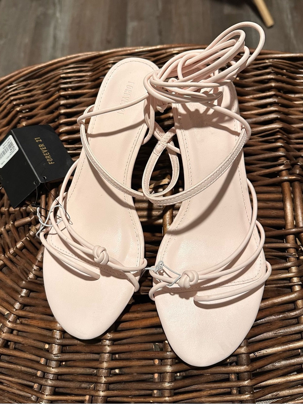Forever 21 Baby Blush lace up sandals kitten heel size 7